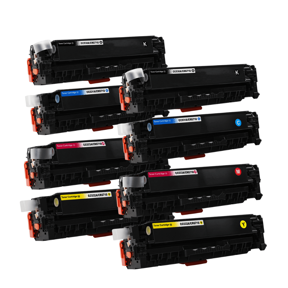 Pakke sæt Canon 718 – 2x4 farver BK-C-M-Y – kompatible – 23.800 sider